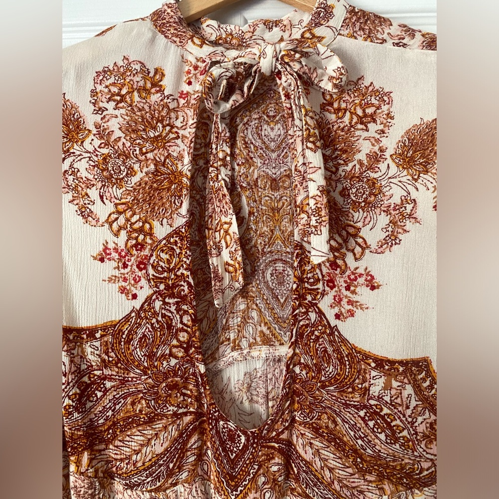 Free People Lady Luck Floral Boho Babydoll Blouse - sz M - Picture 6 of 10
